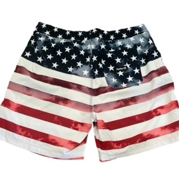 NEW Hurley Board Shorts Men’s Large Flag Patriotic‎ Stars & Stripes - Picture 4 of 15